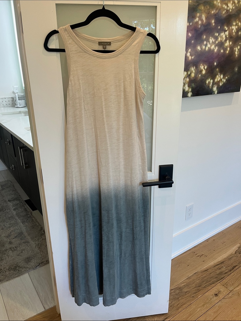 Lilla P Ivory to Slate Ombre Sleeveless Maxi Dress